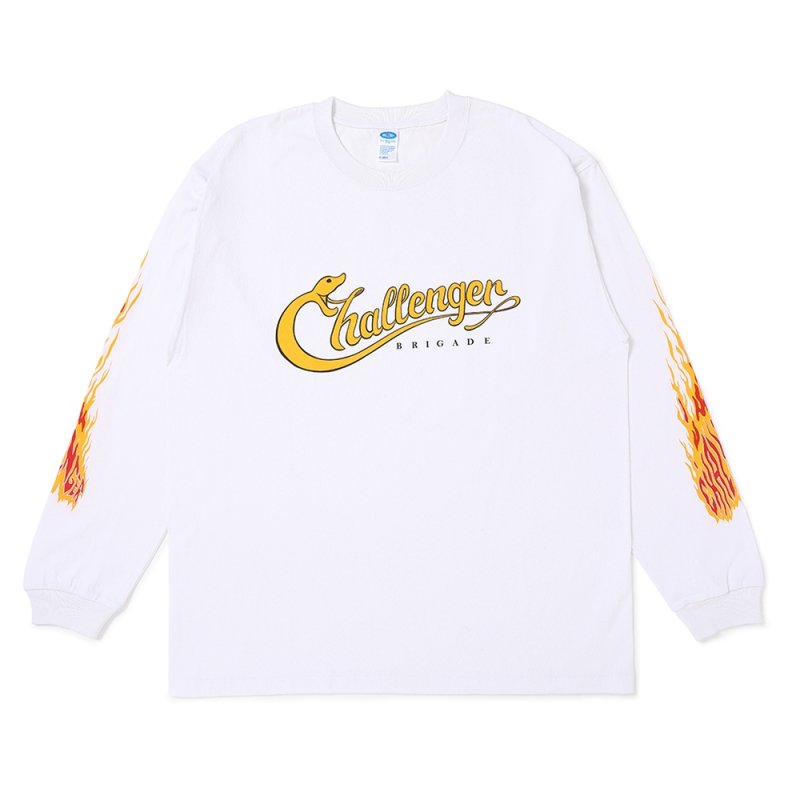 画像1: CHALLENGER/L/S SNAKING LOGO TEE（WHITE）［スネーキングロゴ長袖T-25秋冬］