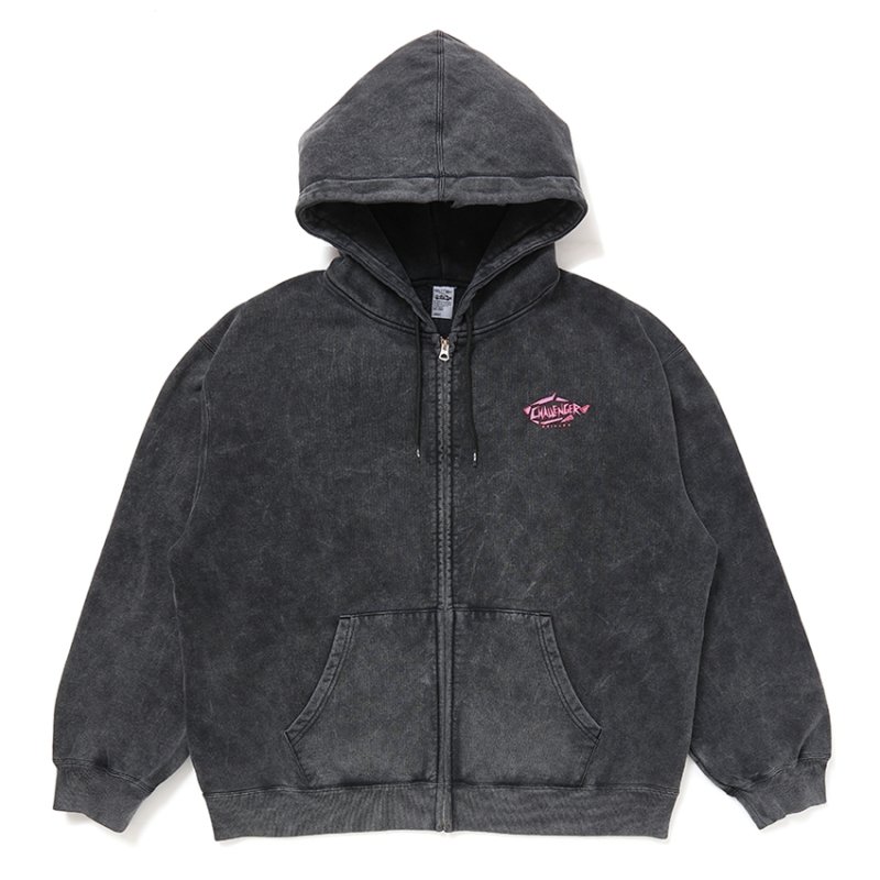 画像1: CHALLENGER/NEON WOLF ZIP HOODIE（BLACK）［ネオンウルフジップフーディー-25秋冬］