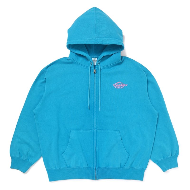 画像1: CHALLENGER/NEON WOLF ZIP HOODIE（TURQUOISE）［ネオンウルフジップフーディー-25秋冬］