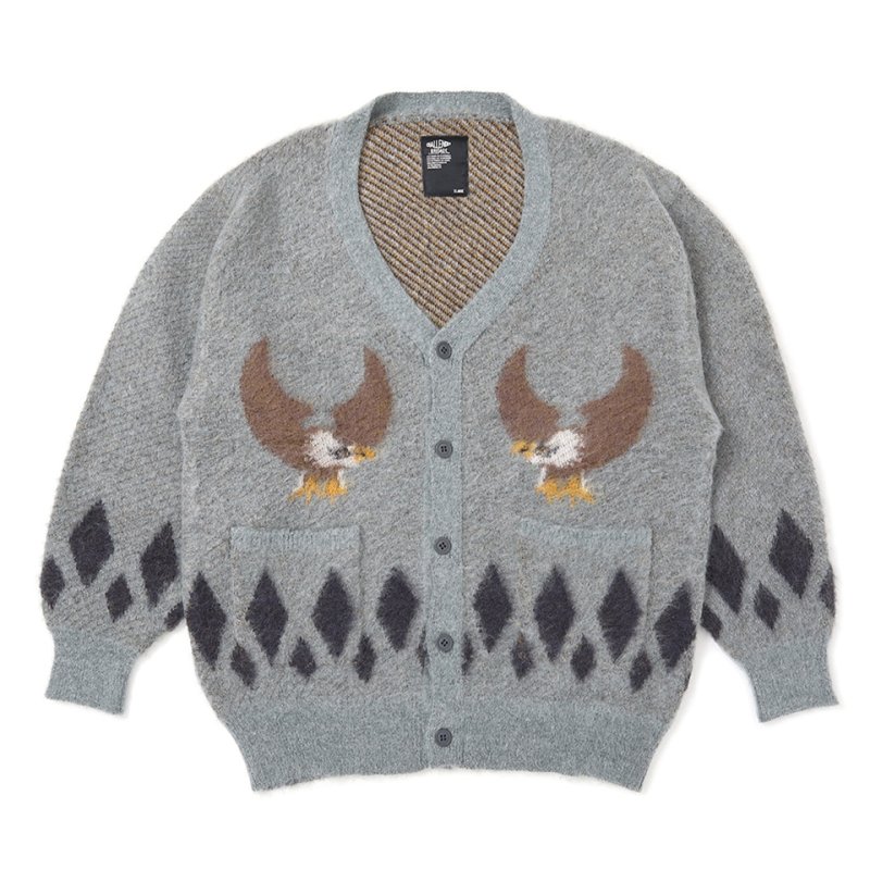 画像1: CHALLENGER/NATIVE EAGLE CARDIGAN（IVORY）［ネイティブイーグルモヘアカーディガン-25秋冬］