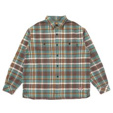 画像1: CHALLENGER/PLAID FLANNEL SHIRT（GREEN）［チェックフランネルシャツ-25秋冬］ (1)