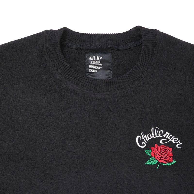 画像3: CHALLENGER/ROSE C/N FLEECE（BLACK）［ローズクルーネックフリース-25秋冬］