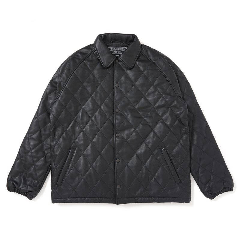 画像1: CHALLENGER/QUILTING LEATHER JACKET（BLACK）［キルティングレザーJKT-25秋冬］