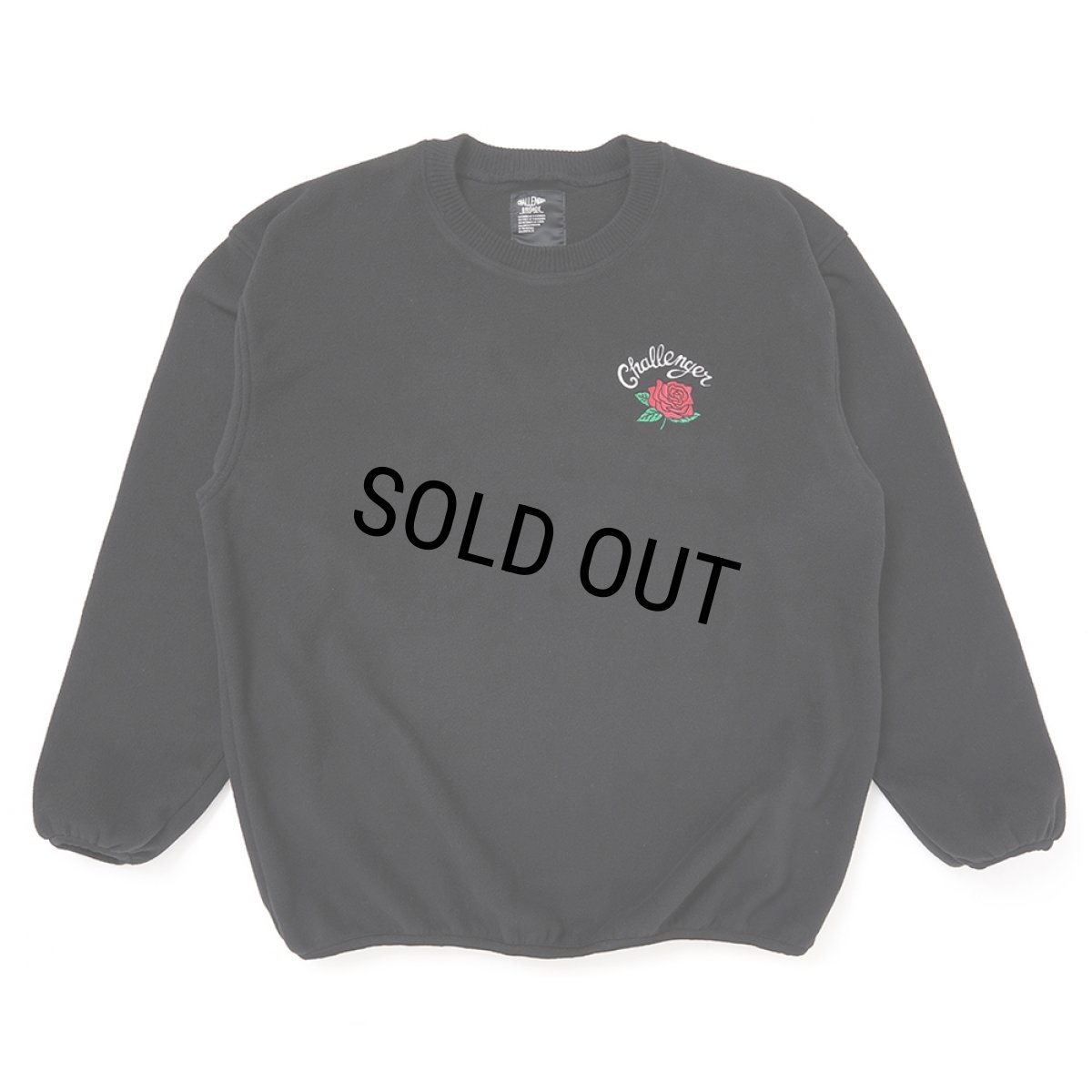 画像1: CHALLENGER/ROSE C/N FLEECE（BLACK）［ローズクルーネックフリース-25秋冬］ (1)