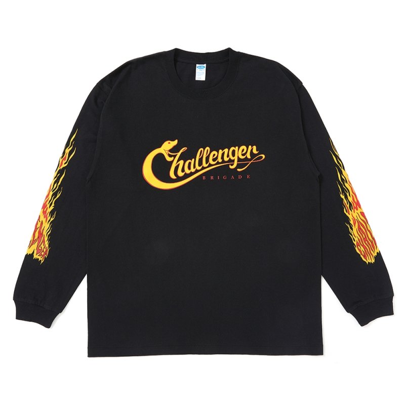 画像1: CHALLENGER/L/S SNAKING LOGO TEE（BLACK）［スネーキングロゴ長袖T-25秋冬］
