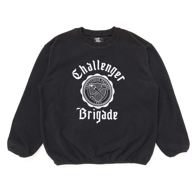 画像1: CHALLENGER/COLLEGE C/N FLEECE（BLACK）［カレッジクルーネックフリース-25秋冬］