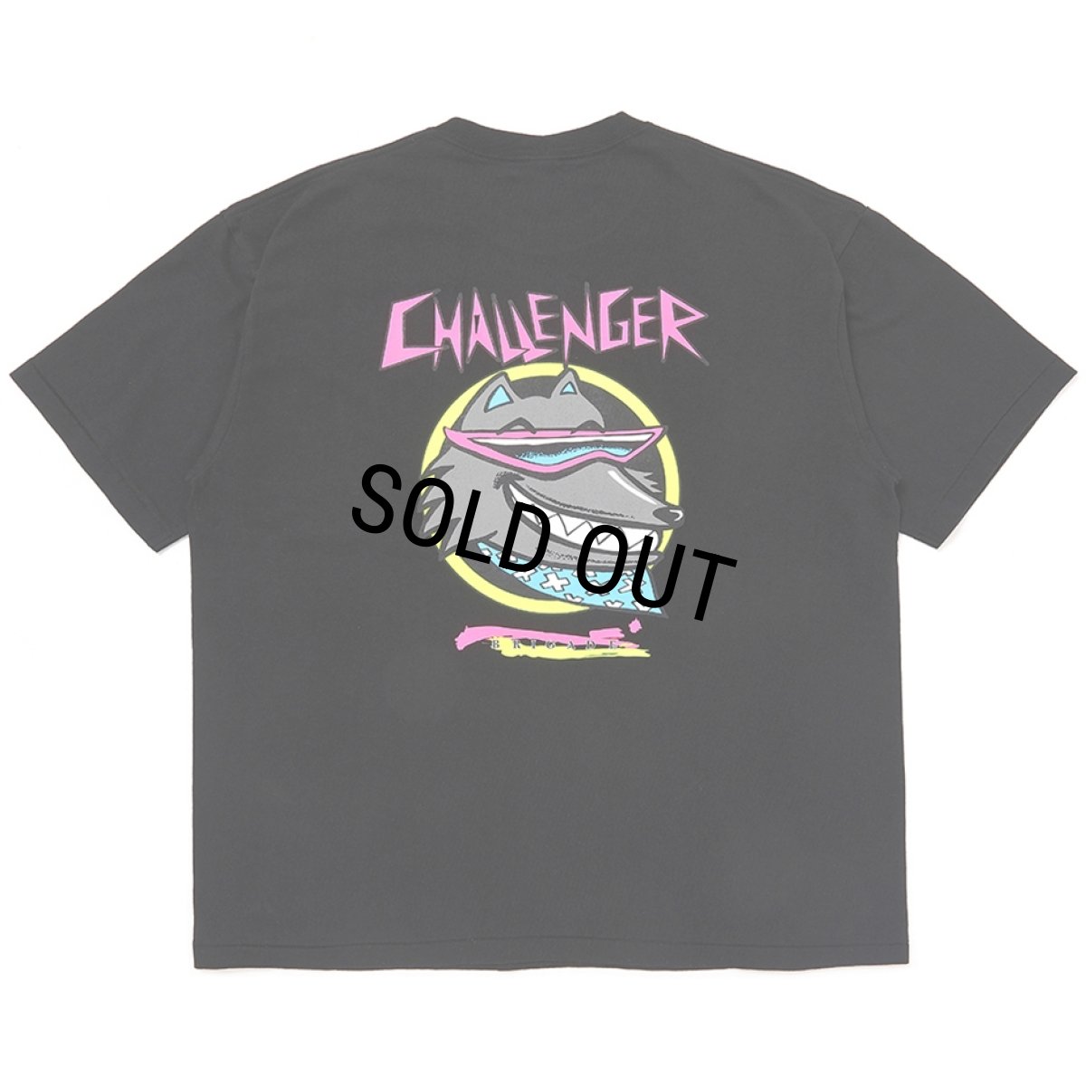 画像1: CHALLENGER/NEON WOLF TEE（BLACK）［ネオンウルフT-25秋冬］ (1)