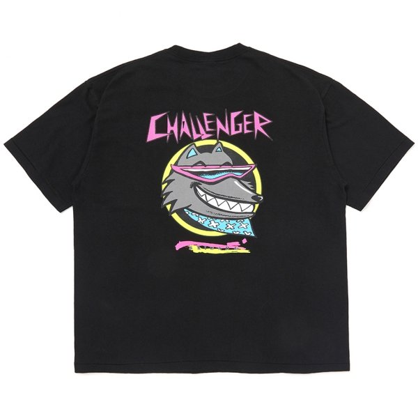 画像1: CHALLENGER/NEON WOLF TEE（BLACK）［ネオンウルフT-25秋冬］