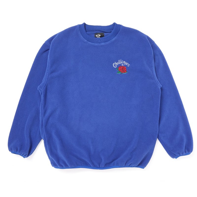 画像1: CHALLENGER/ROSE C/N FLEECE（BLUE）［ローズクルーネックフリース-25秋冬］