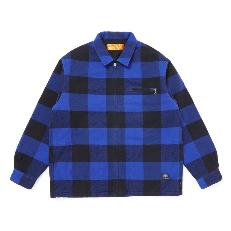 画像1: CHALLENGER/LINING ZIP UP SHIRT（BLUE/BLACK）［ライニングジップアップシャツ-25秋冬］