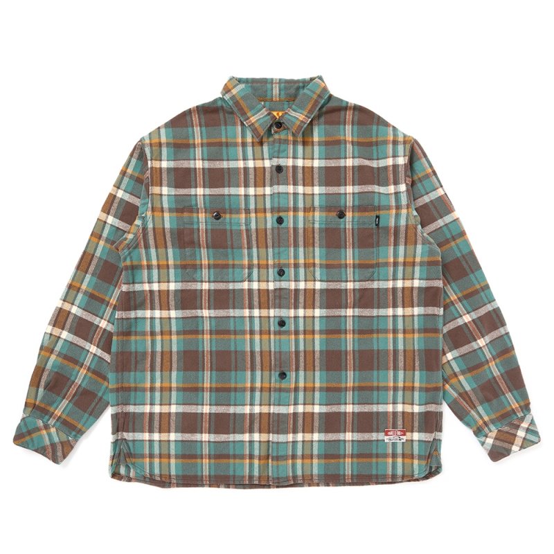 画像1: CHALLENGER/PLAID FLANNEL SHIRT（GREEN）［チェックフランネルシャツ-25秋冬］