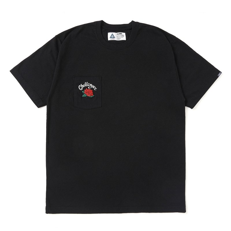 画像1: CHALLENGER/ROSE PKT TEE（BLACK）［ローズポケT-25秋冬］