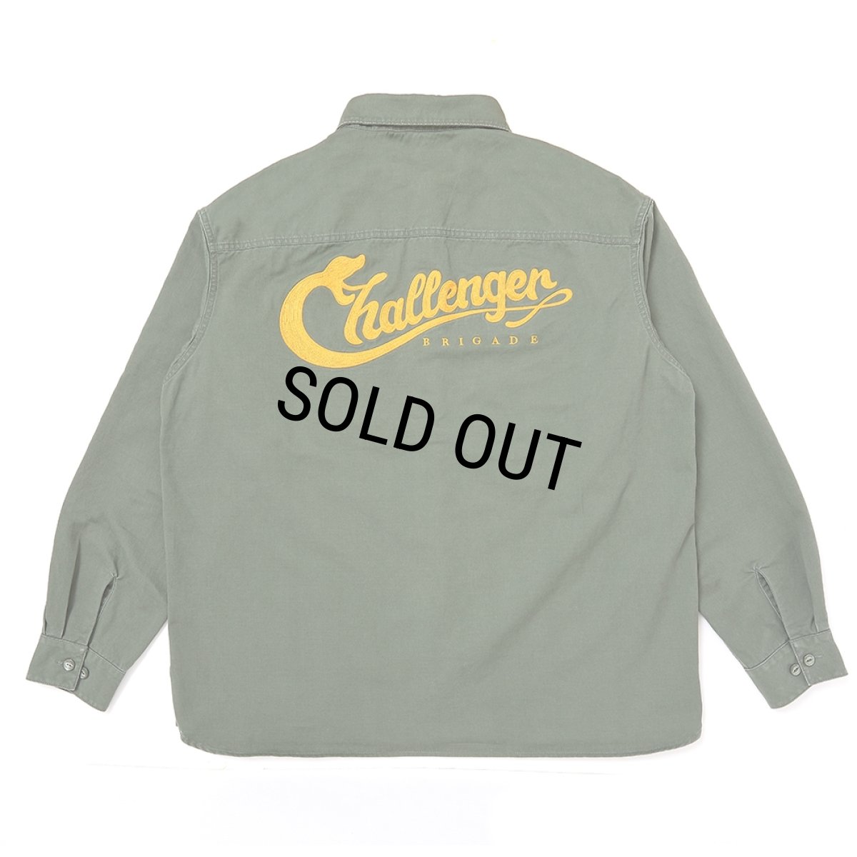 画像1: CHALLENGER/SNAKING LOGO WORK SHIRT（OLIVE）［スネーキングロゴワークシャツ-25秋冬］ (1)