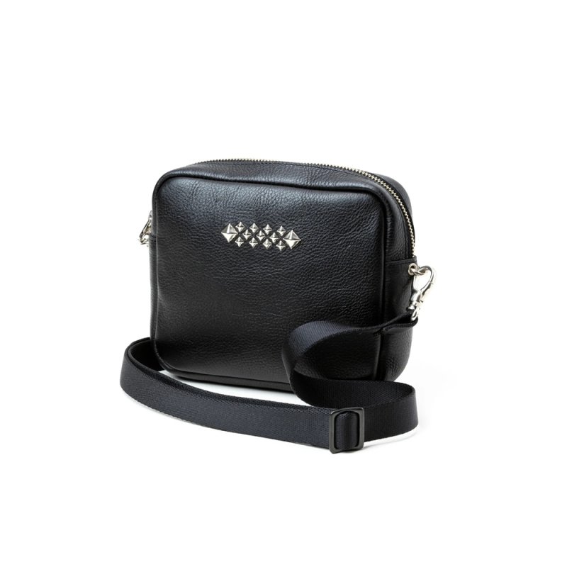 画像1: CALEE/STUDS LEATHER SHOULDER BAG ＜BOX TYPE＞（BLACK）［レザーショルダーバッグ-25春夏］