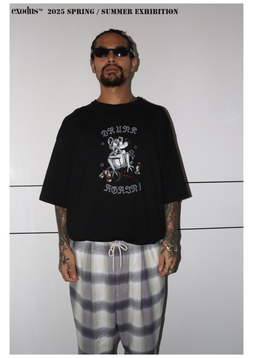 画像4: 【30％OFF】exodus/DRUNK AGAIN Tee（BLACK）［プリントT-25春夏］ (4)