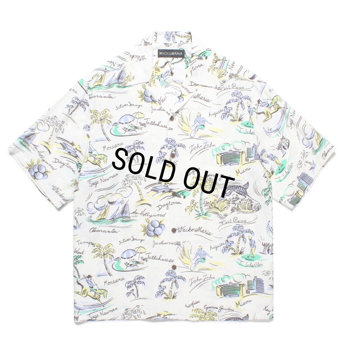 画像1: WACKO MARIA/HAWAIIAN SHIRT（WHITE）［ハワイアンシャツ-25春夏］ (1)