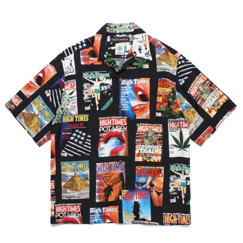 画像1: WACKO MARIA/HIGH TIMES / HAWAIIAN SHIRT（BLACK）［ハワイアンシャツ-25春夏］