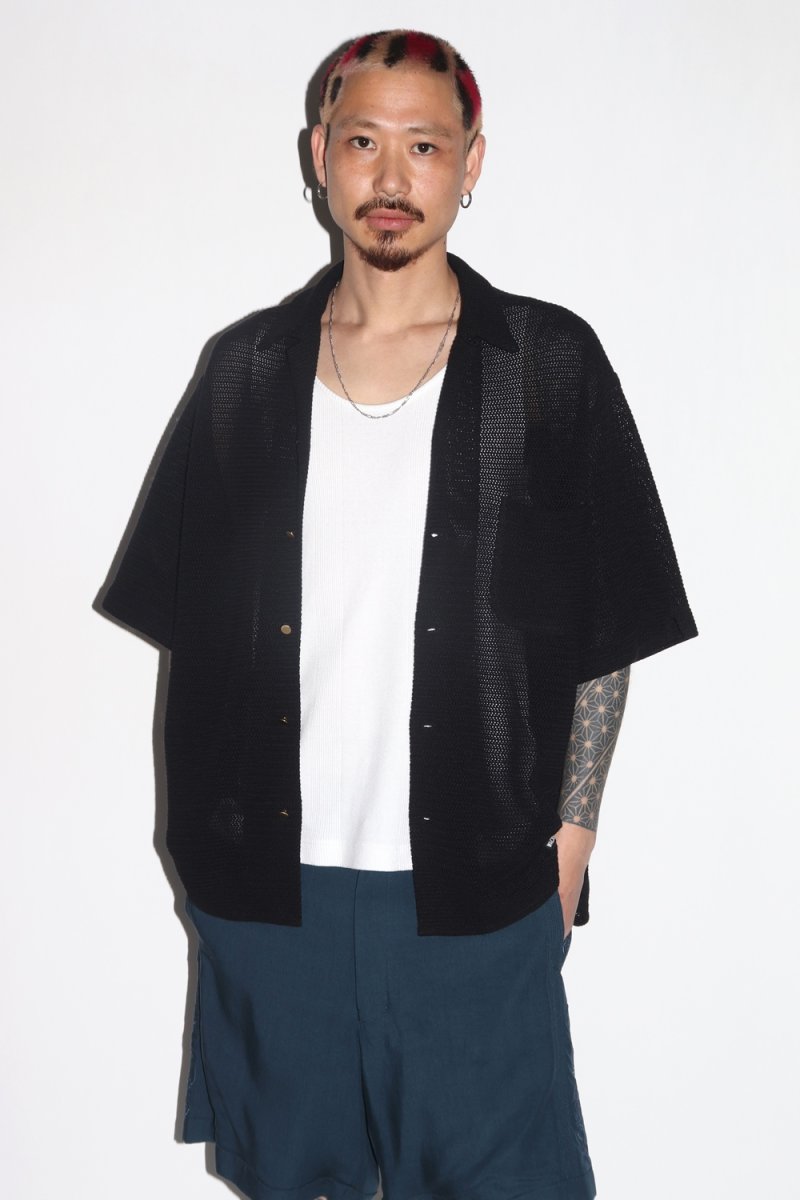 画像3: WACKO MARIA/SUMMER KNIT OPEN COLLAR SHIRT（BLACK）［サマーニットオープンカラーシャツ-25春夏］