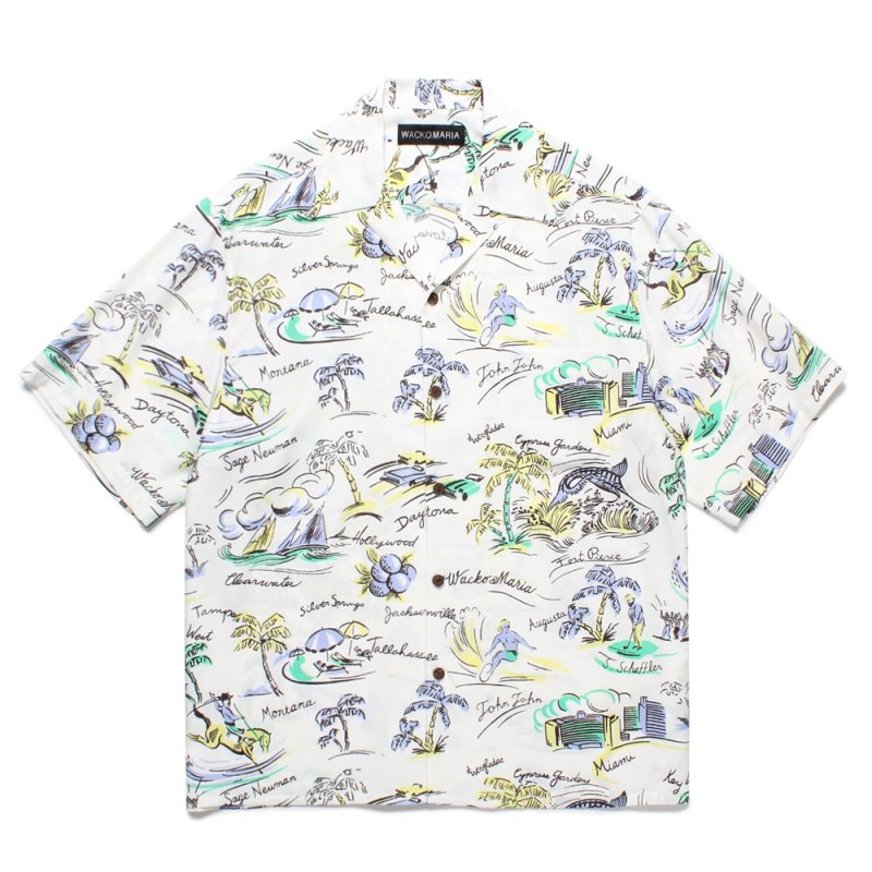 画像1: WACKO MARIA/HAWAIIAN SHIRT（WHITE）［ハワイアンシャツ-25春夏］
