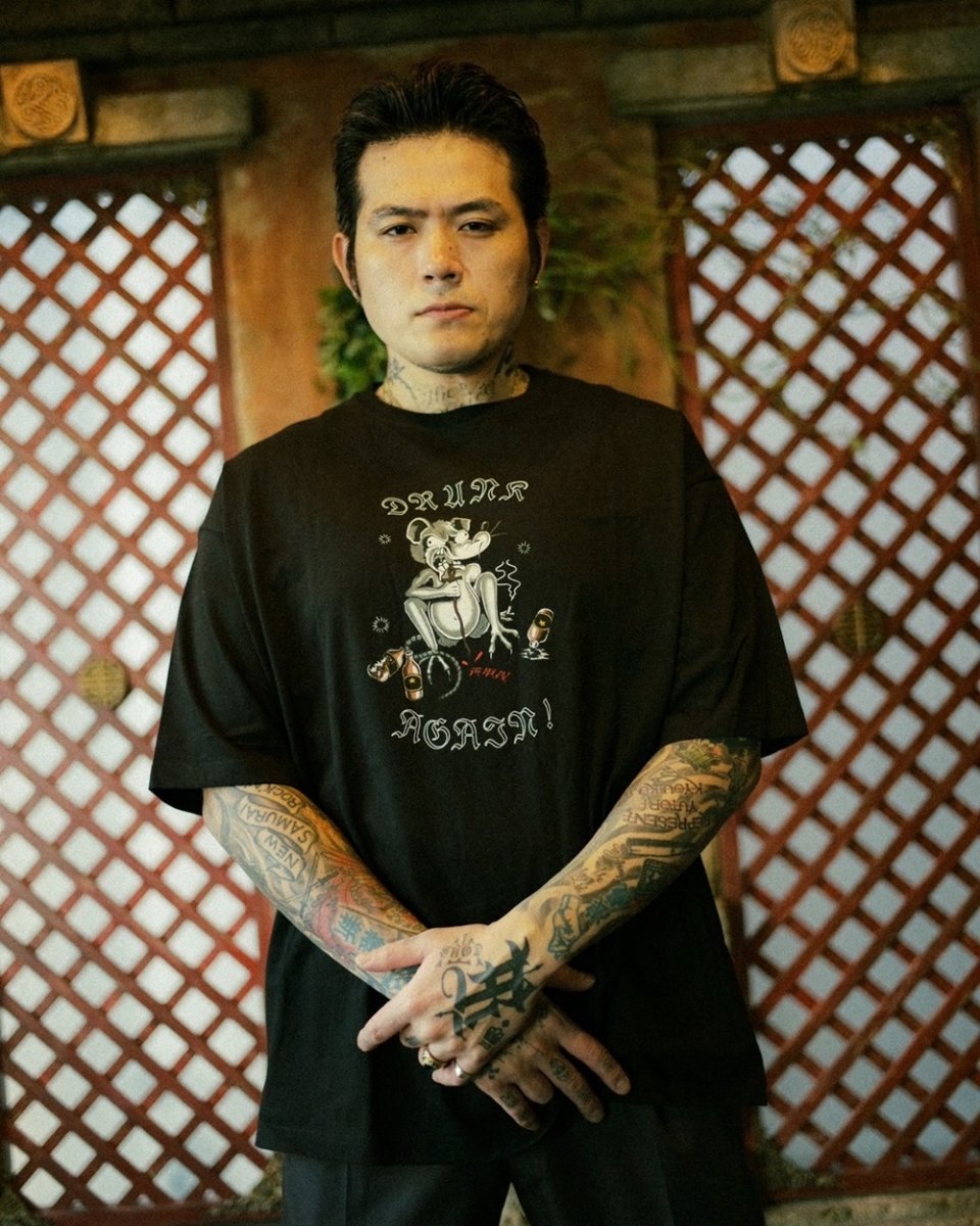 画像3: 【30％OFF】exodus/DRUNK AGAIN Tee（BLACK）［プリントT-25春夏］ (3)