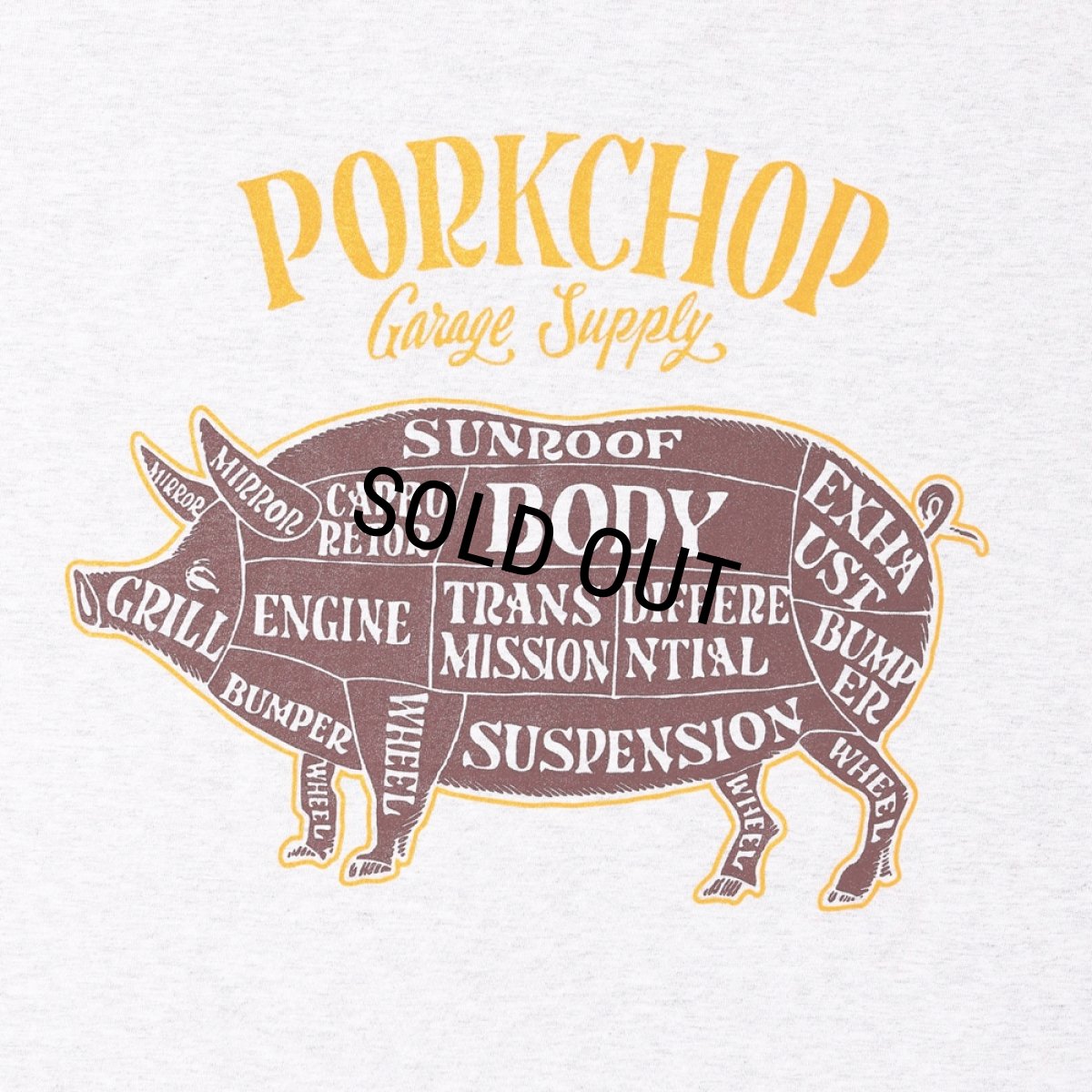 画像4: PORKCHOP/PORK BACK TEE（GRAY）［ポークバックT-25春夏］ (4)