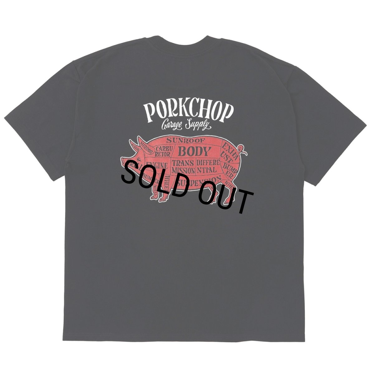 画像1: PORKCHOP/PORK BACK TEE（BLACK）［ポークバックT-25春夏］ (1)