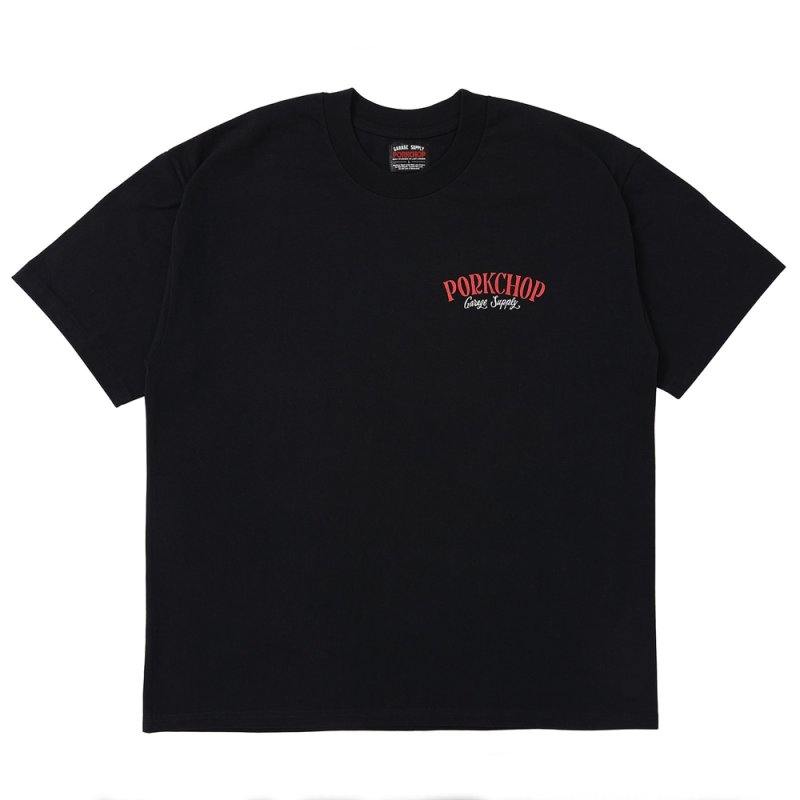 画像1: PORKCHOP/PORK BACK TEE（BLACK）［ポークバックT-25春夏］