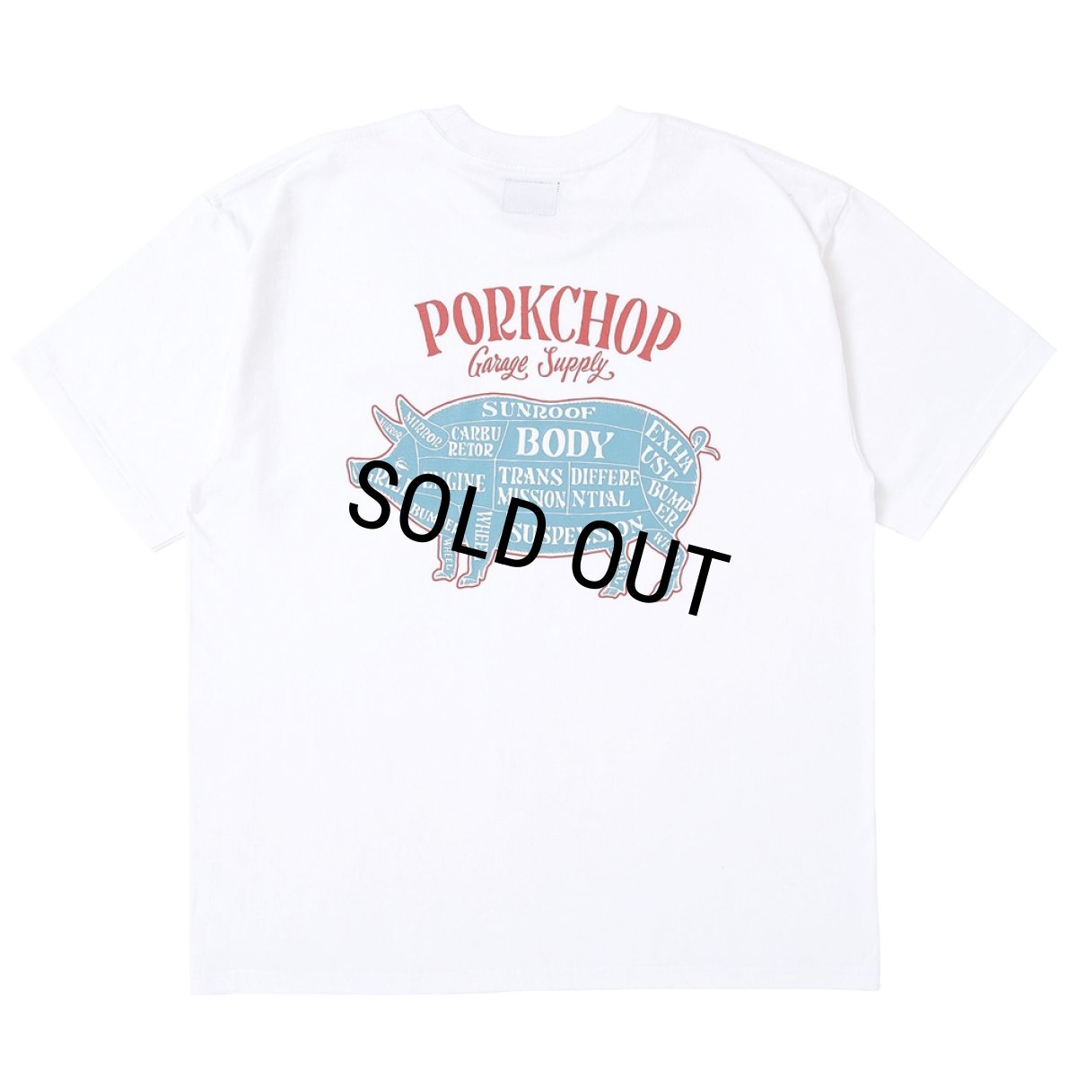 画像1: PORKCHOP/PORK BACK TEE（WHITE）［ポークバックT-25春夏］ (1)