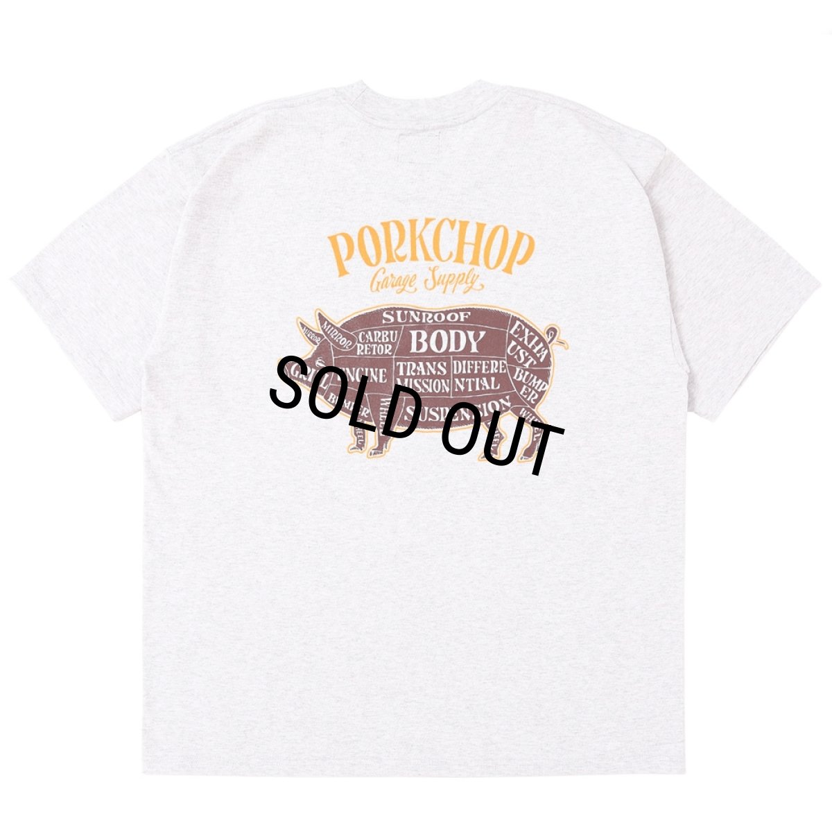 画像1: PORKCHOP/PORK BACK TEE（GRAY）［ポークバックT-25春夏］ (1)