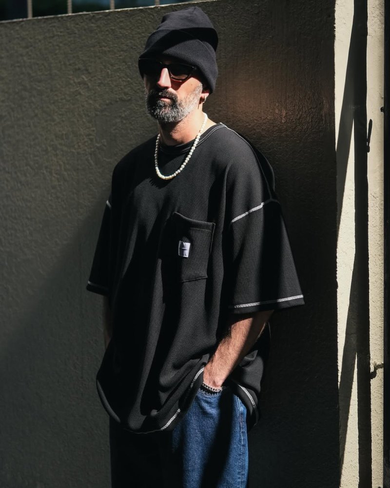 画像3: COOTIE PRODUCTIONS/T/C Waffle Error Fit S/S Tee（Black/White）［ワッフルエラーフィットポケT-25春夏］