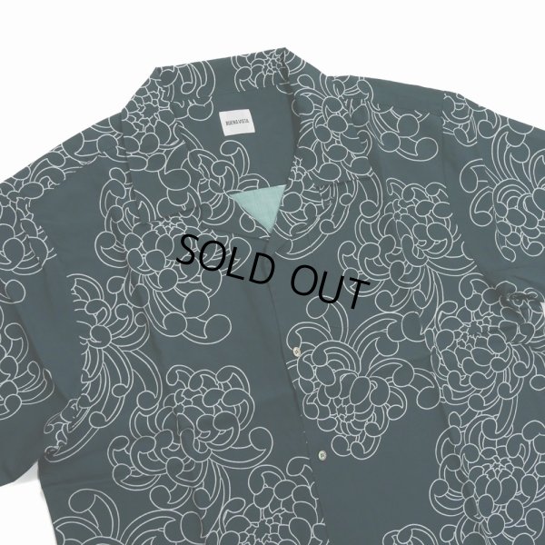 画像3: 【30％OFF】BUENA VISTA/菊柄 S/S SHIRTS（BLACK）［菊柄オープンカラーシャツ-25春夏］
