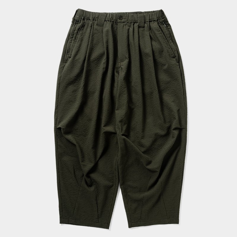 画像1: TIGHTBOOTH/SEERSUCKER BALLOON PANTS（Olive）［シアサッカーバルーンパンツ-25夏］