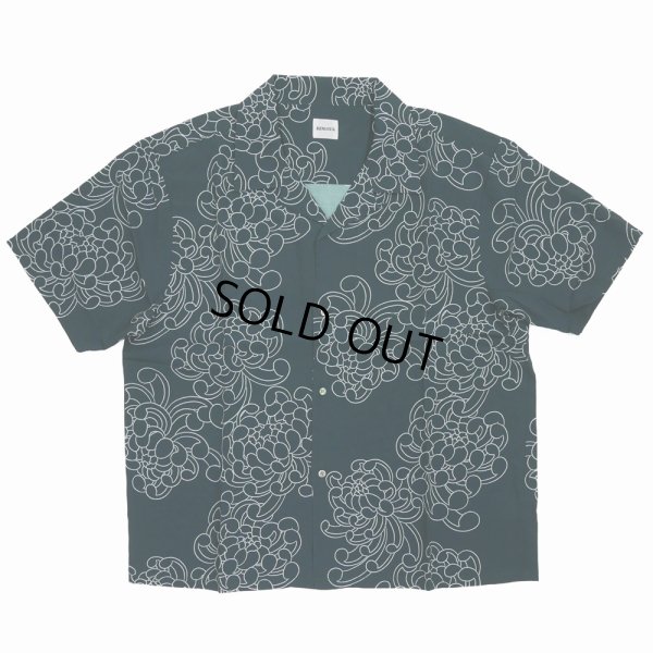 画像1: 【30％OFF】BUENA VISTA/菊柄 S/S SHIRTS（BLACK）［菊柄オープンカラーシャツ-25春夏］