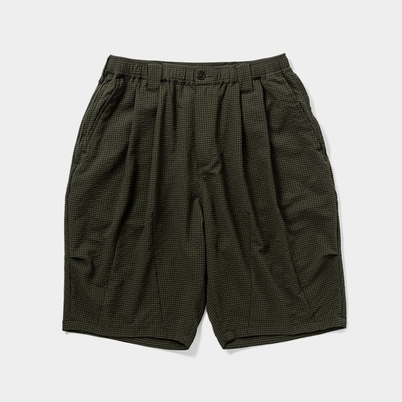 画像1: TIGHTBOOTH/SEERSUCKER BIG SHORTS（Olive）［シアサッカービッグショーツ-25夏］