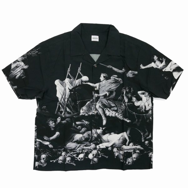 画像1: BUENA VISTA/AEE S/S SHIRTS（BLACK）［総柄オープンカラーシャツ-25春夏］