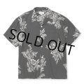 CALEE/FLOWER PATTERN SH（BLACK）［フラワーパターンオープンカラーシャツ-25春夏］