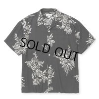 CALEE/FLOWER PATTERN SH（BLACK）［フラワーパターンオープンカラーシャツ-25春夏］