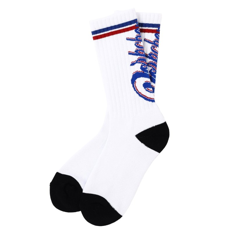 画像1: PORKCHOP/CRS LOGO SOX（WHITE）［ロゴソックス-25春夏］