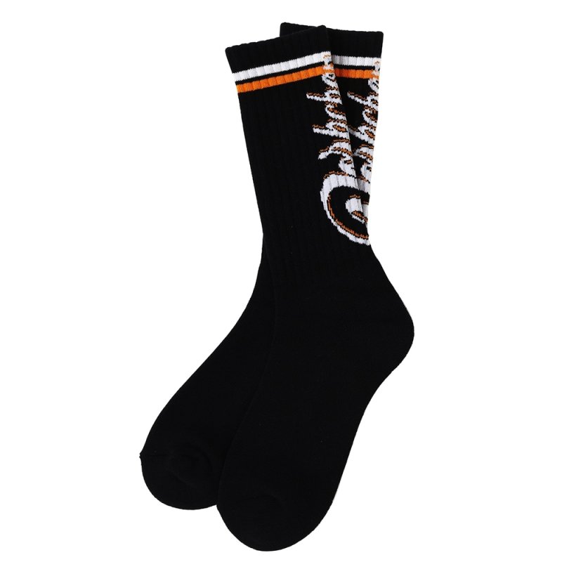 画像1: PORKCHOP/CRS LOGO SOX（BLACK）［ロゴソックス-25春夏］