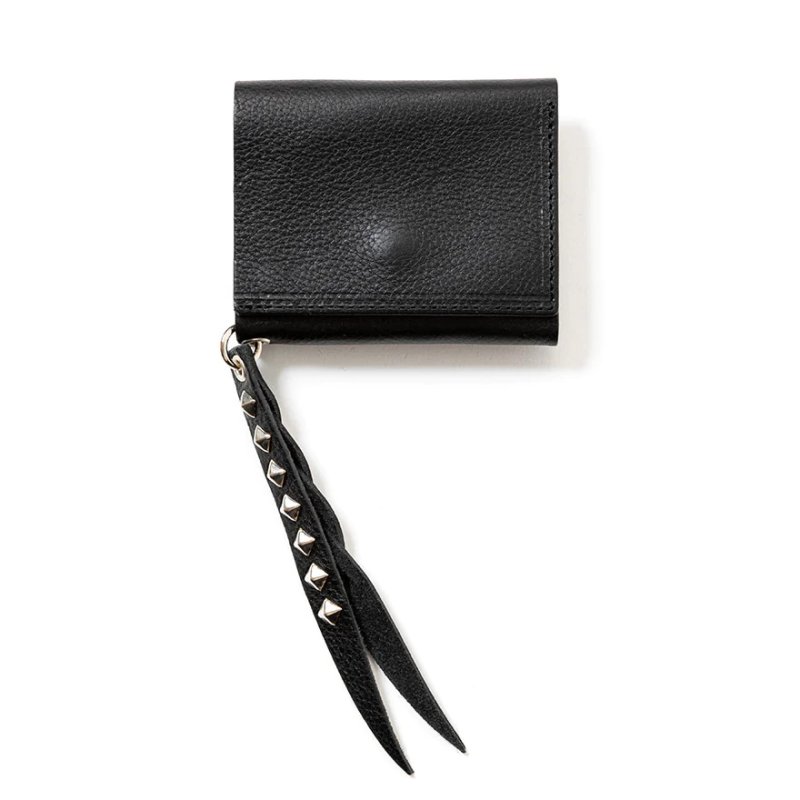 画像1: CALEE/PLANE LEATHER MULTI WALLET ＜STUDS CHARM＞（BLACK）［プレーンレザーマルチウォレットwithスタッズチャーム-25春夏］