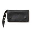 画像1: CALEE/PLANE LEATHER LONG WALLET ＜STUDS CHARM＞（BLACK）［ロングウォレットwithスタッズチャーム-25春夏］ (1)