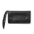 CALEE/PLANE LEATHER LONG WALLET ＜STUDS CHARM＞（BLACK）［ロングウォレットwithスタッズチャーム-25春夏］