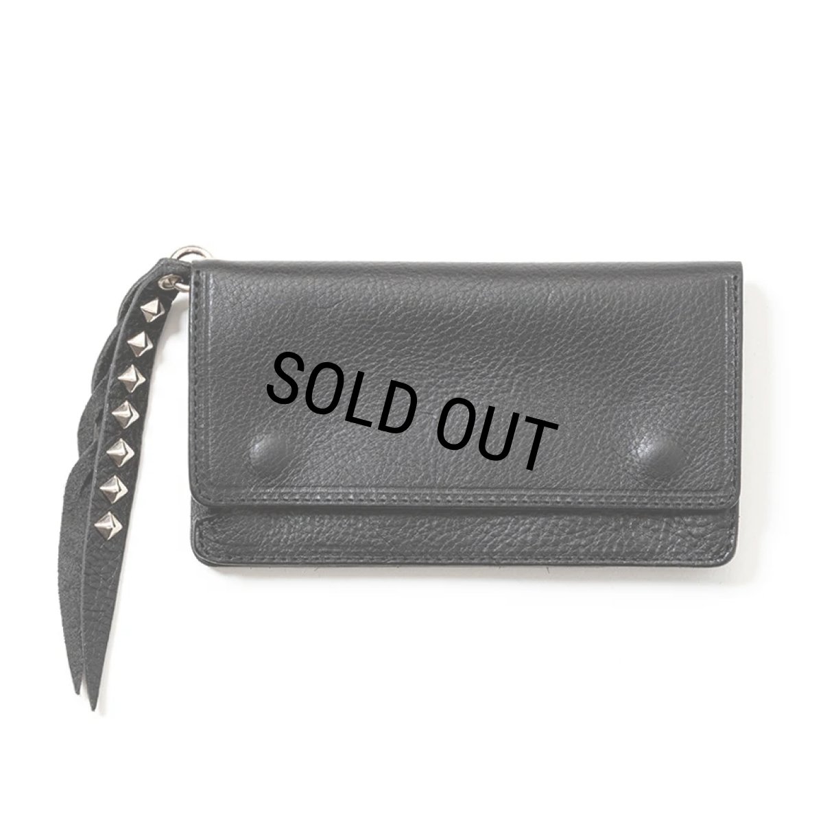 画像1: CALEE/PLANE LEATHER LONG WALLET ＜STUDS CHARM＞（BLACK）［プレーンレザーロングウォレットwithスタッズチャーム-25春夏］ (1)