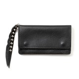 CALEE/PLANE LEATHER LONG WALLET ＜STUDS CHARM＞（BLACK）［ロングウォレットwithスタッズチャーム-25春夏］