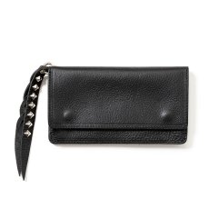 画像1: CALEE/PLANE LEATHER LONG WALLET ＜STUDS CHARM＞（BLACK）［ロングウォレットwithスタッズチャーム-25春夏］ (1)