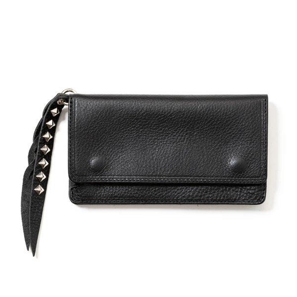 画像1: CALEE/PLANE LEATHER LONG WALLET ＜STUDS CHARM＞（BLACK）［ロングウォレットwithスタッズチャーム-25春夏］