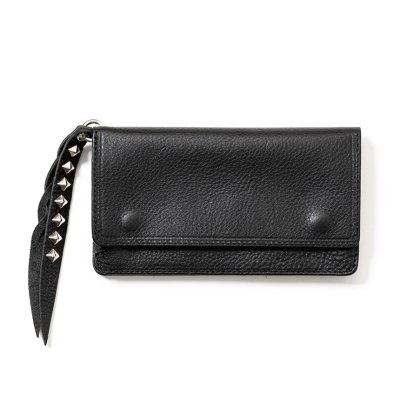 画像1: CALEE/PLANE LEATHER LONG WALLET ＜STUDS CHARM＞（BLACK）［ロングウォレットwithスタッズチャーム-25春夏］
