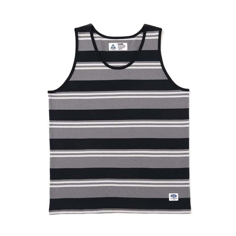 画像1: CHALLENGER/BORDER TANK TOP（GRAY/BLACK）［ボーダータンクトップ-25春夏］