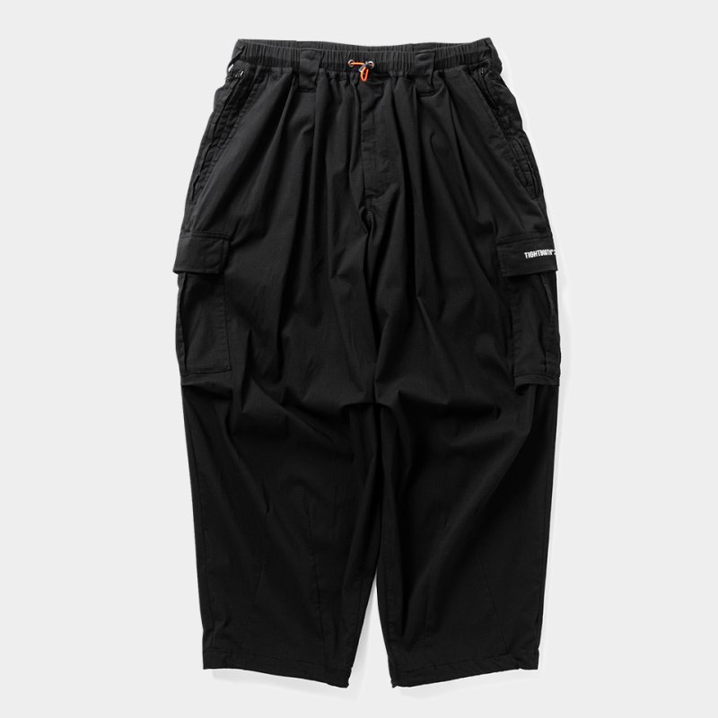 画像1: TIGHTBOOTH/SEERSUCKER CARGO BALLOON PANTS（Black）［シアサッカーカーゴバルーンパンツ-25夏］