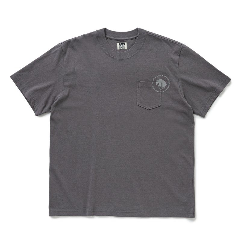 画像1: RATS/CIRCLE POCKET TEE BACK PRINT（CHARCOAL）［プリントポケT-25春夏］